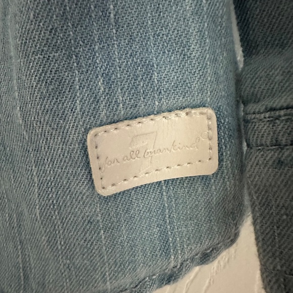 7 For All Mankind Toddler Boys Girls Denim Chambray Button Up Shirt Size 18 M - Picture 4 of 4